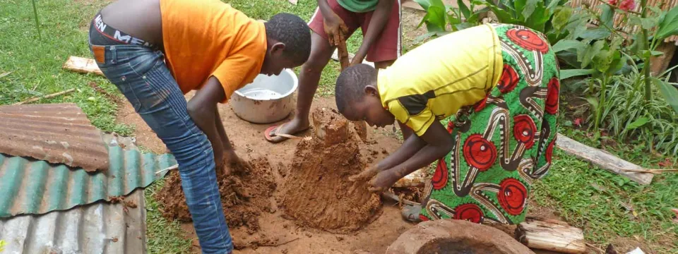 Students in Africa constructing