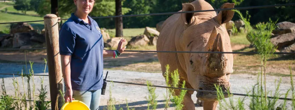 Keeper Tuttle and rhino