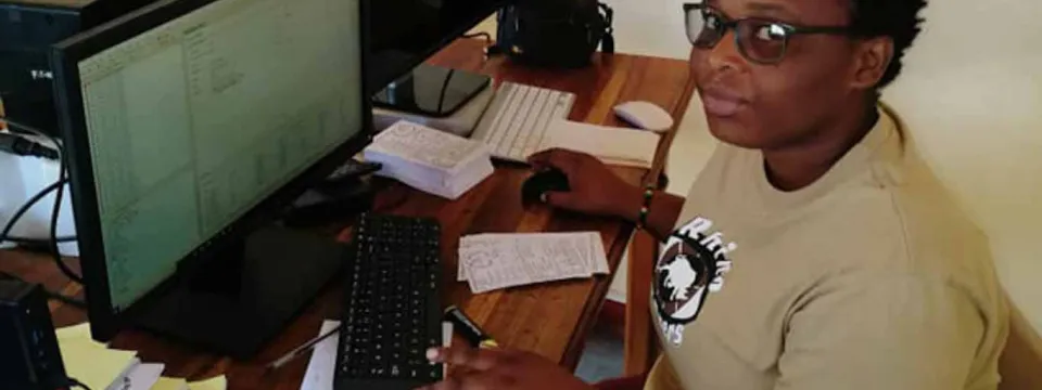 Save the Rhino Trust employee named Mbaripo, in control of her SMART station