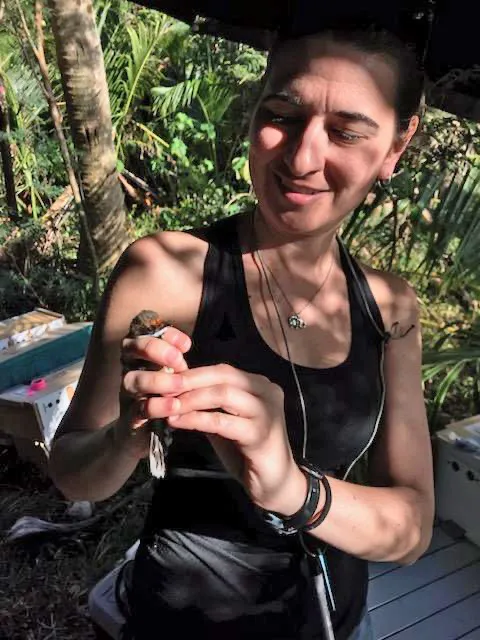 Heather Scott with Rufous Fantail